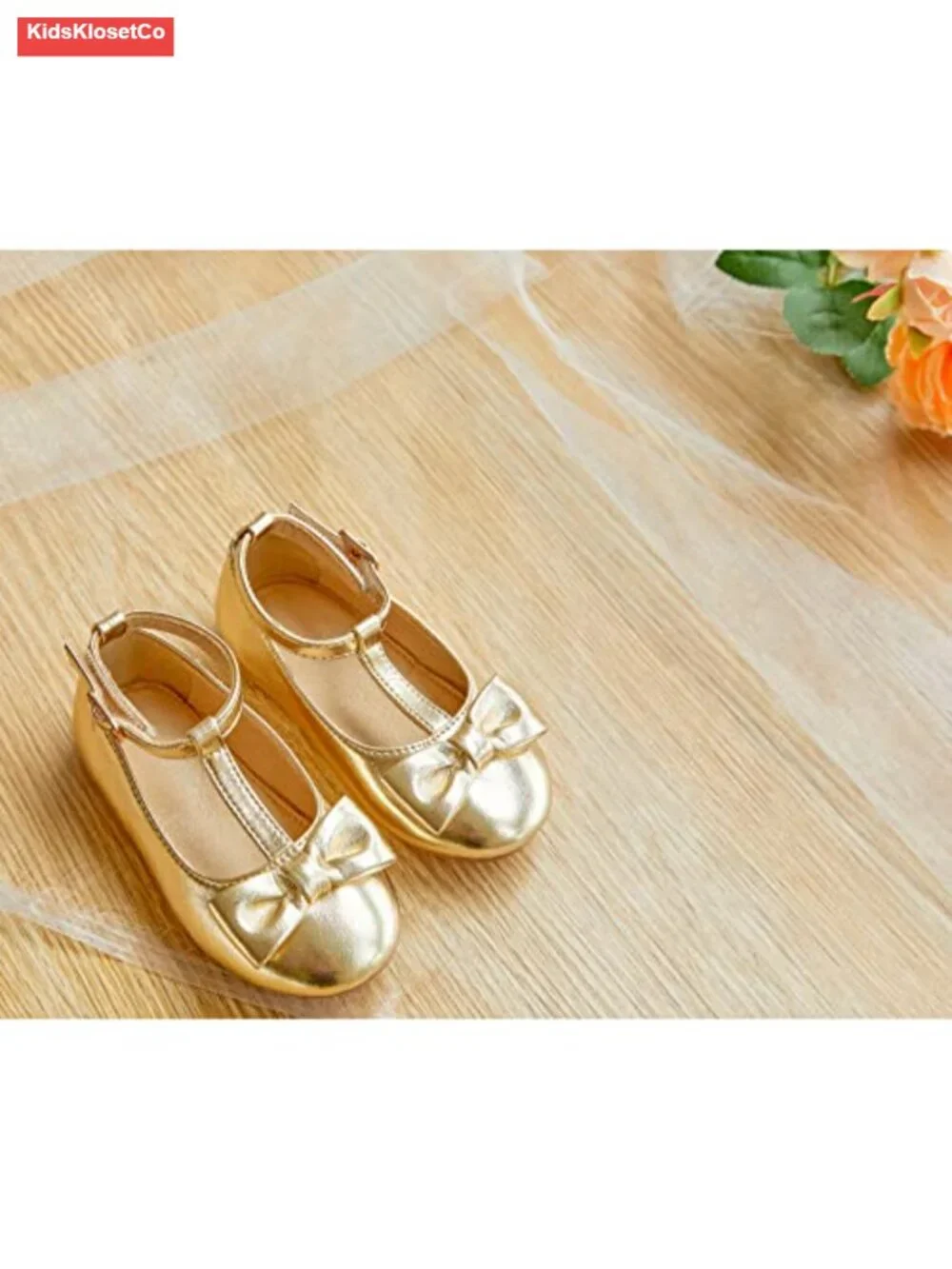 Toddler Ballet Mary Jane Flats - Anti-Slip Rubber Sole, Hook & Loop Closure,